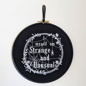 I myself am strange and unusual Machine embroidery art. Machine embroidery 8" hoop.