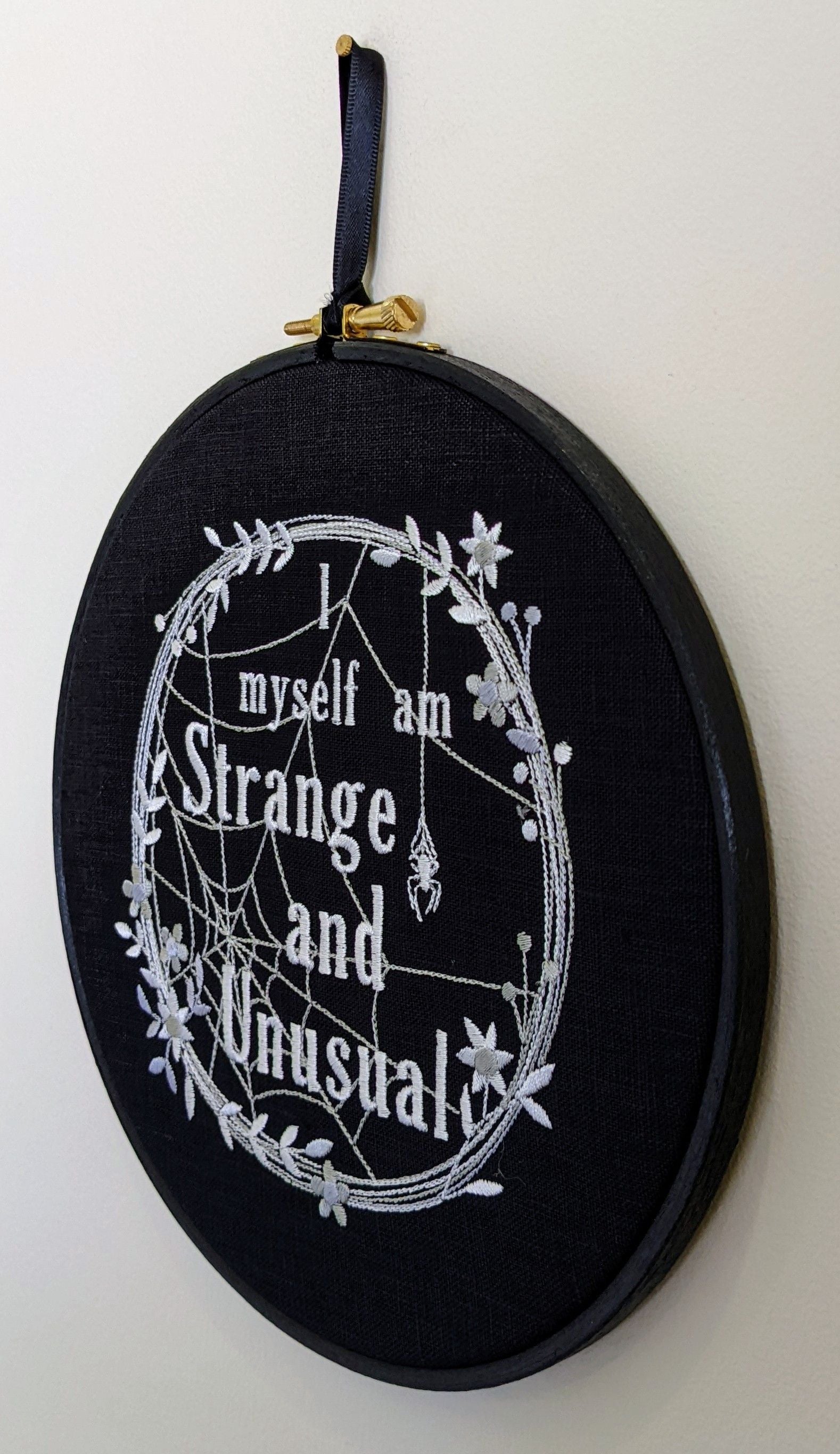 I myself am strange and unusual Machine embroidery art. Machine embroidery 8" hoop.