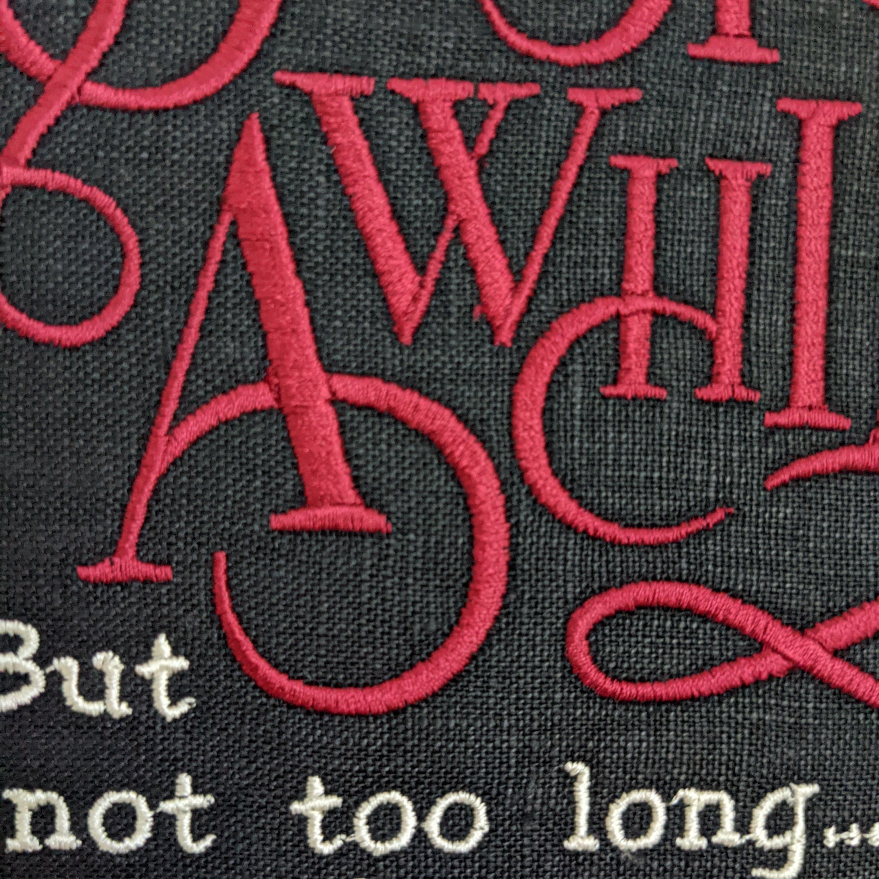 Stay awhile...but not too long...don't make it weird. Machine embroidery 8" hoop art