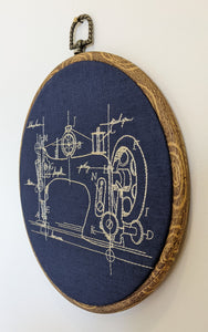 Vintage sewing machine. Machine embroidered 8" hoop