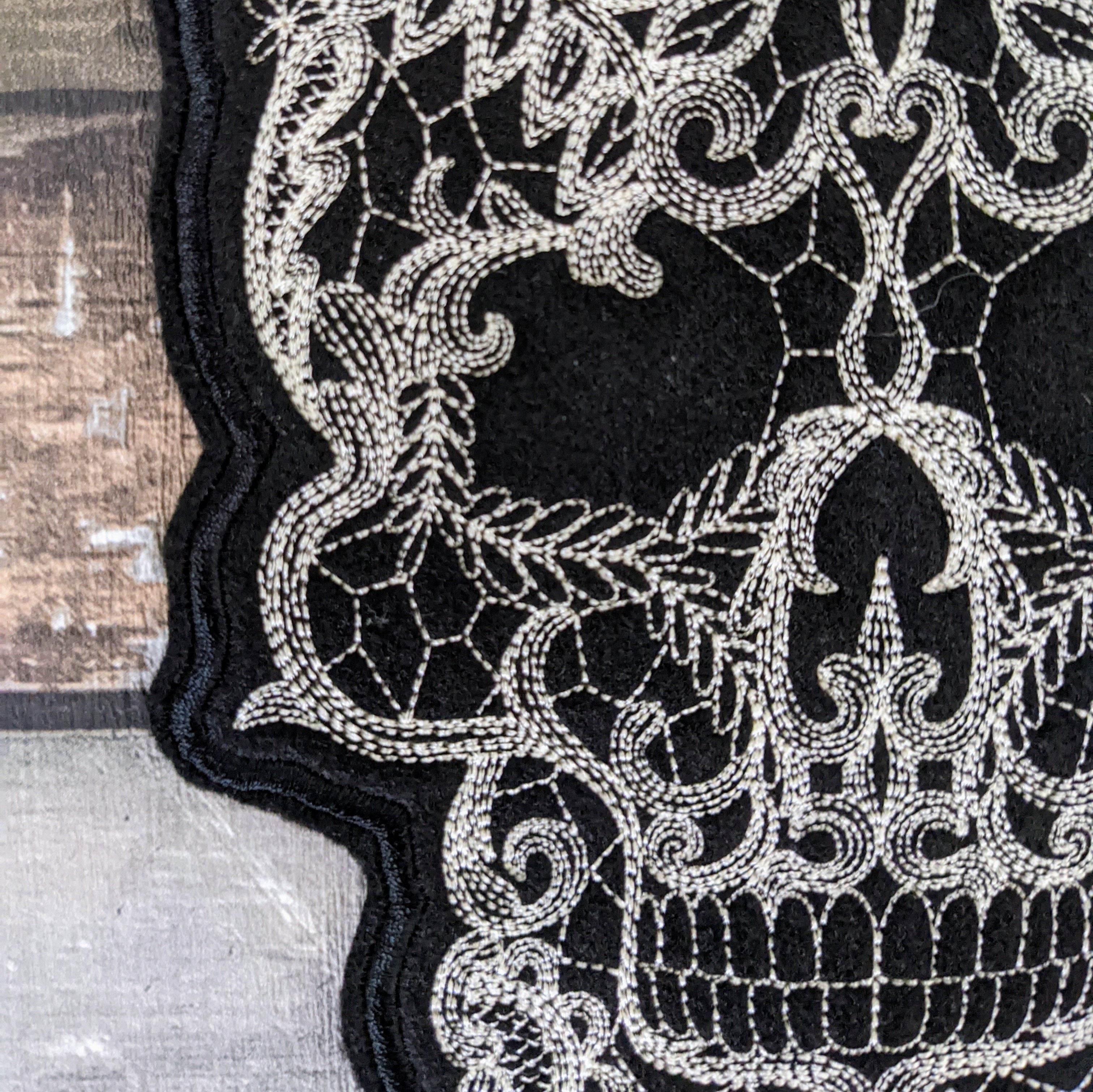 Lace skull felt sew on patch