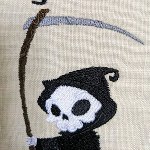 So many idiots... and only one scythe. Grim reaper, Machine embroidery 8" hoop