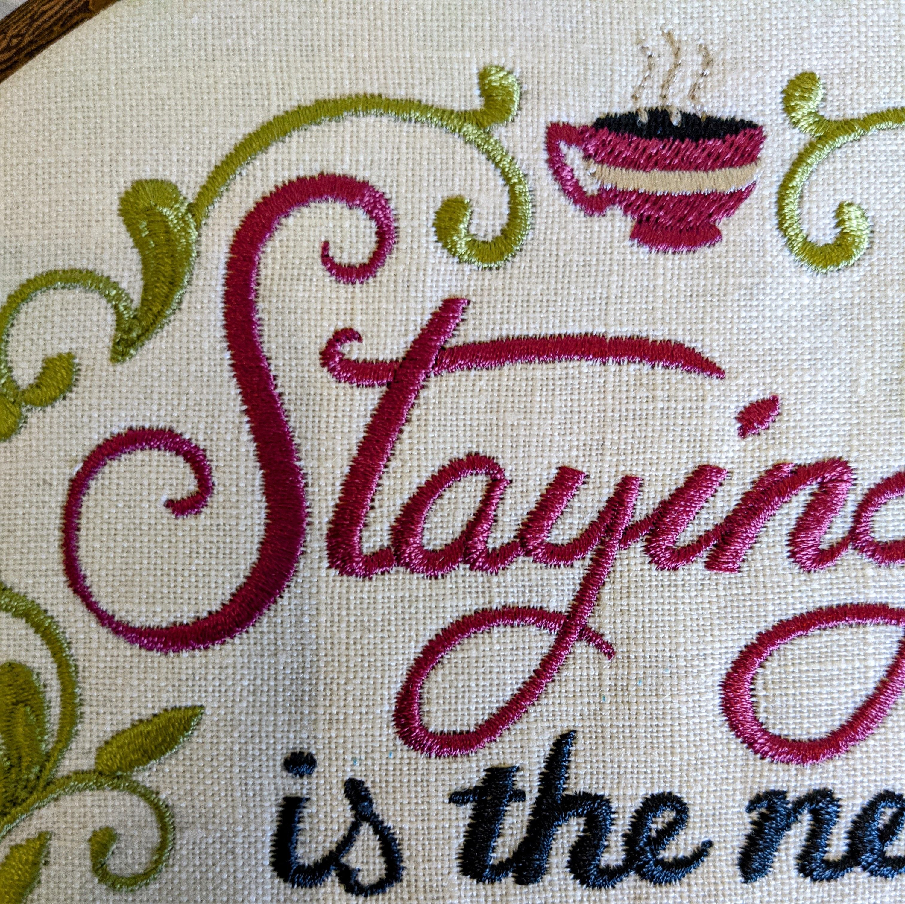 Staying in is the new Going Out, Machine embroidery 8" hoop