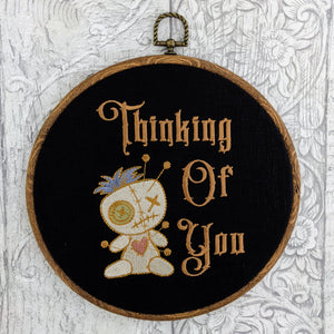 Thinking of you. Machine embroidery 8" hoop art
