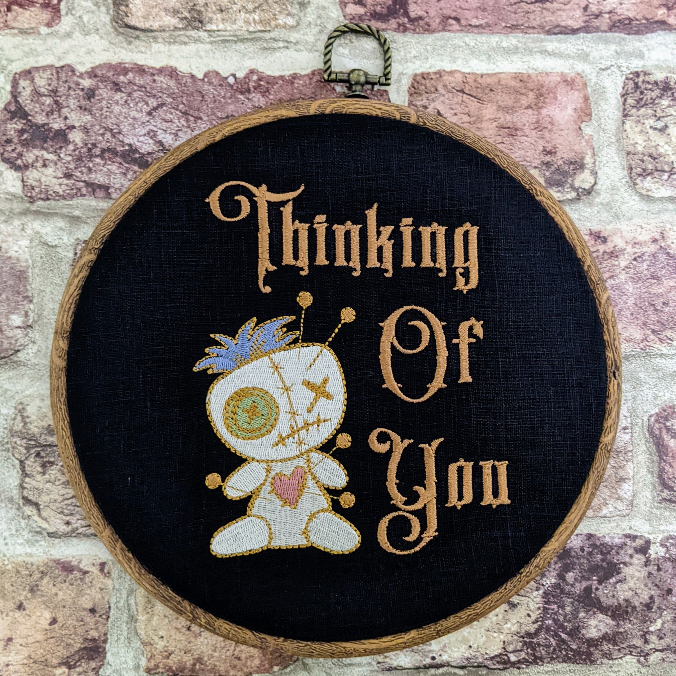 Thinking of you. Machine embroidery 8" hoop art