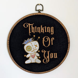 Thinking of you. Machine embroidery 8" hoop art