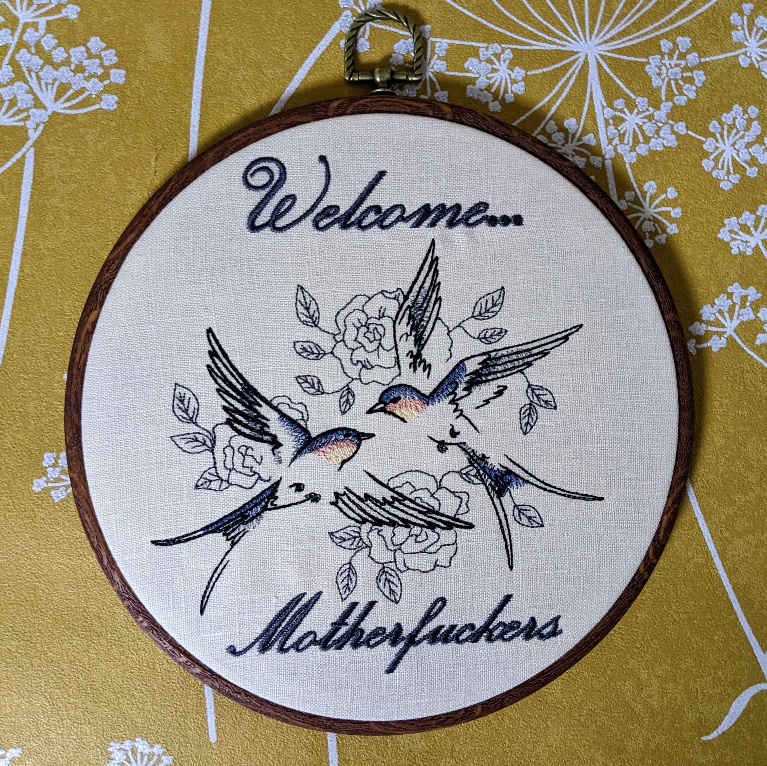Welcome... Mofo machine embroidery 8" hoop art