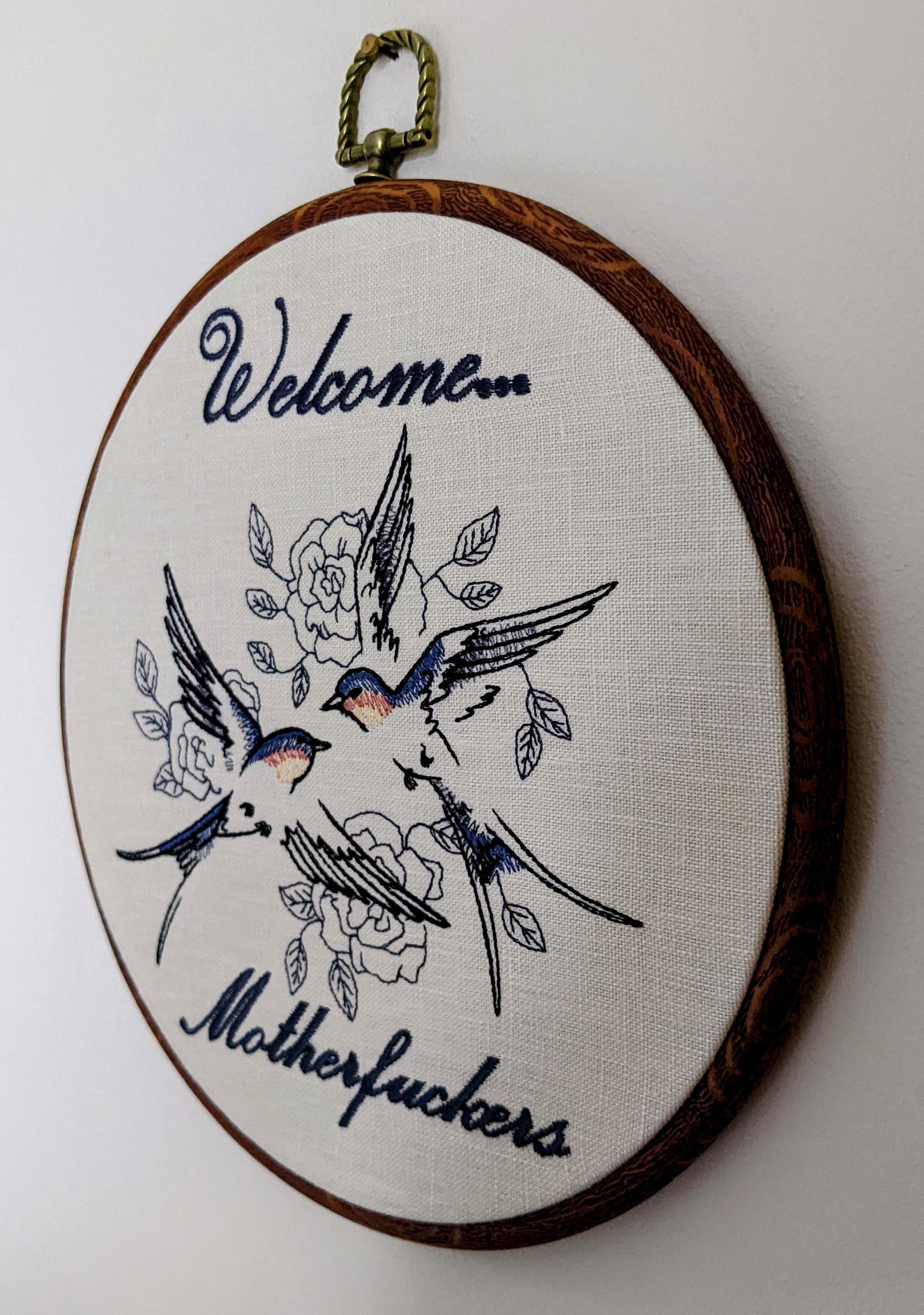 Welcome... Mofo machine embroidery 8" hoop art