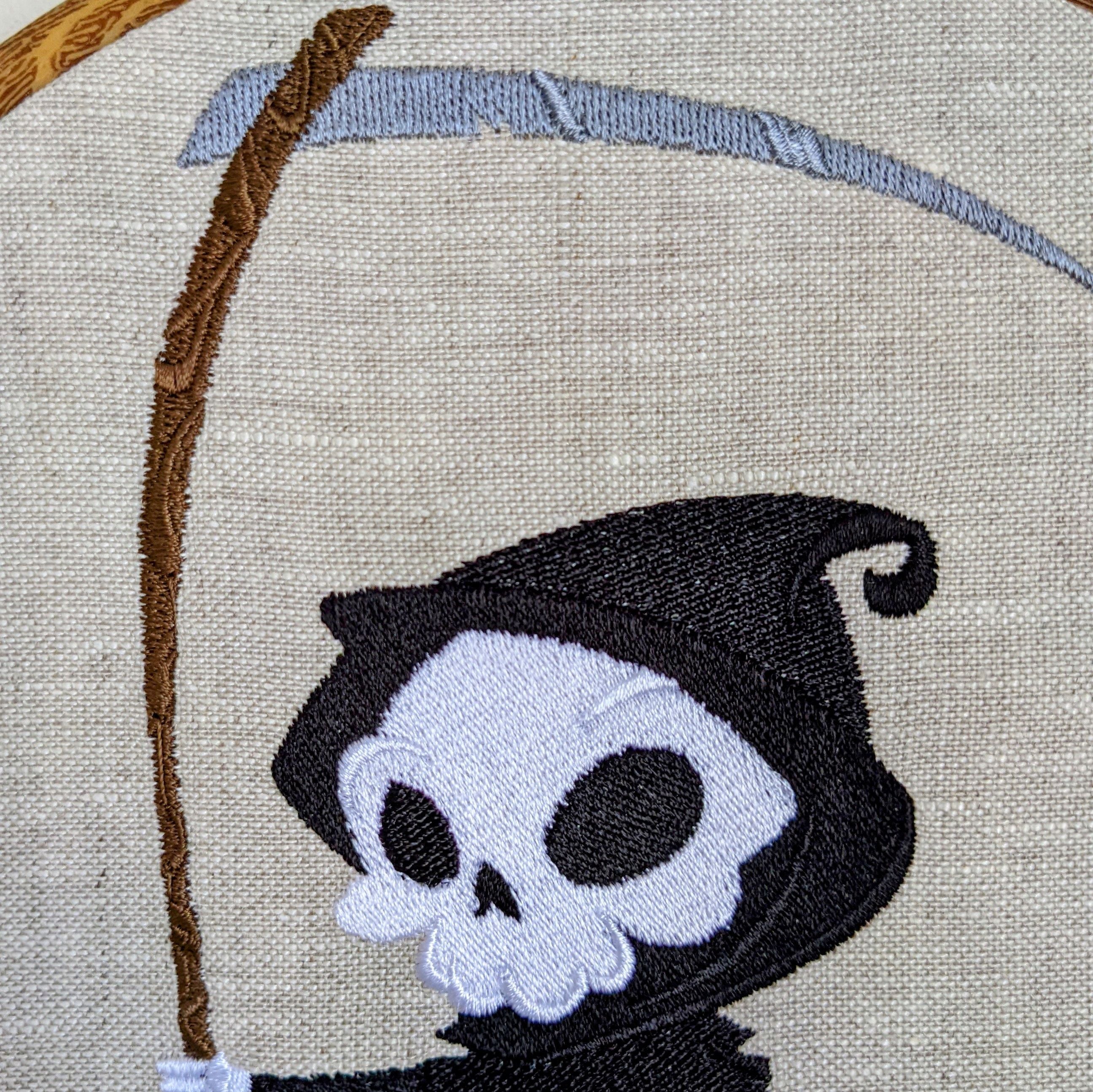 You're Fucked. Grim reaper, Machine embroidery 8" hoop